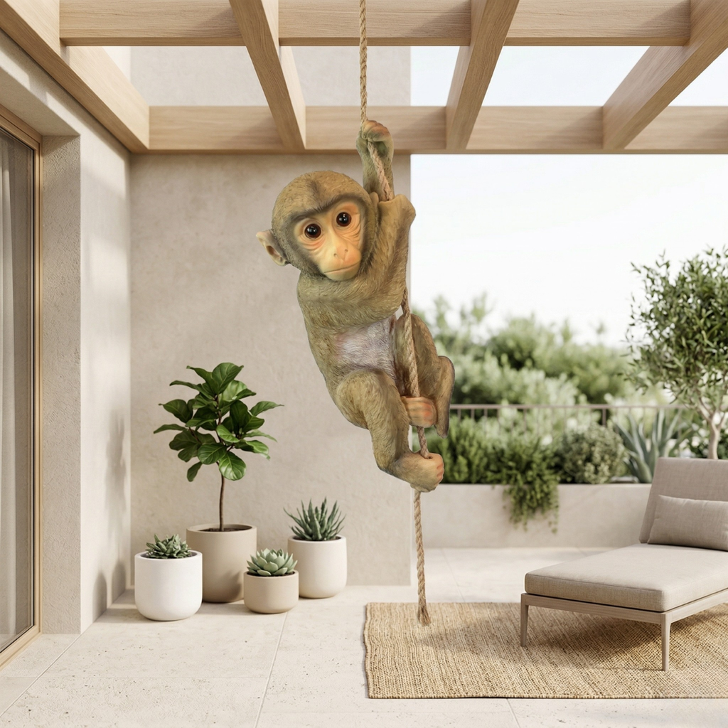 Garden Climbing Monkey Figurine For Outdoor Yard Decor