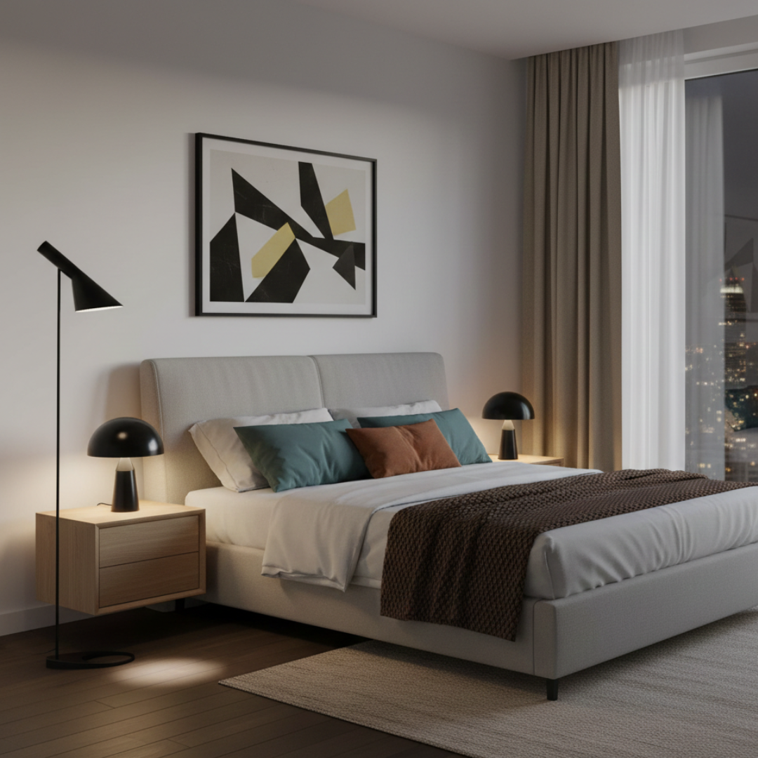 Severská minimalistická LED stojací lampa pro pohodlí očí a styl