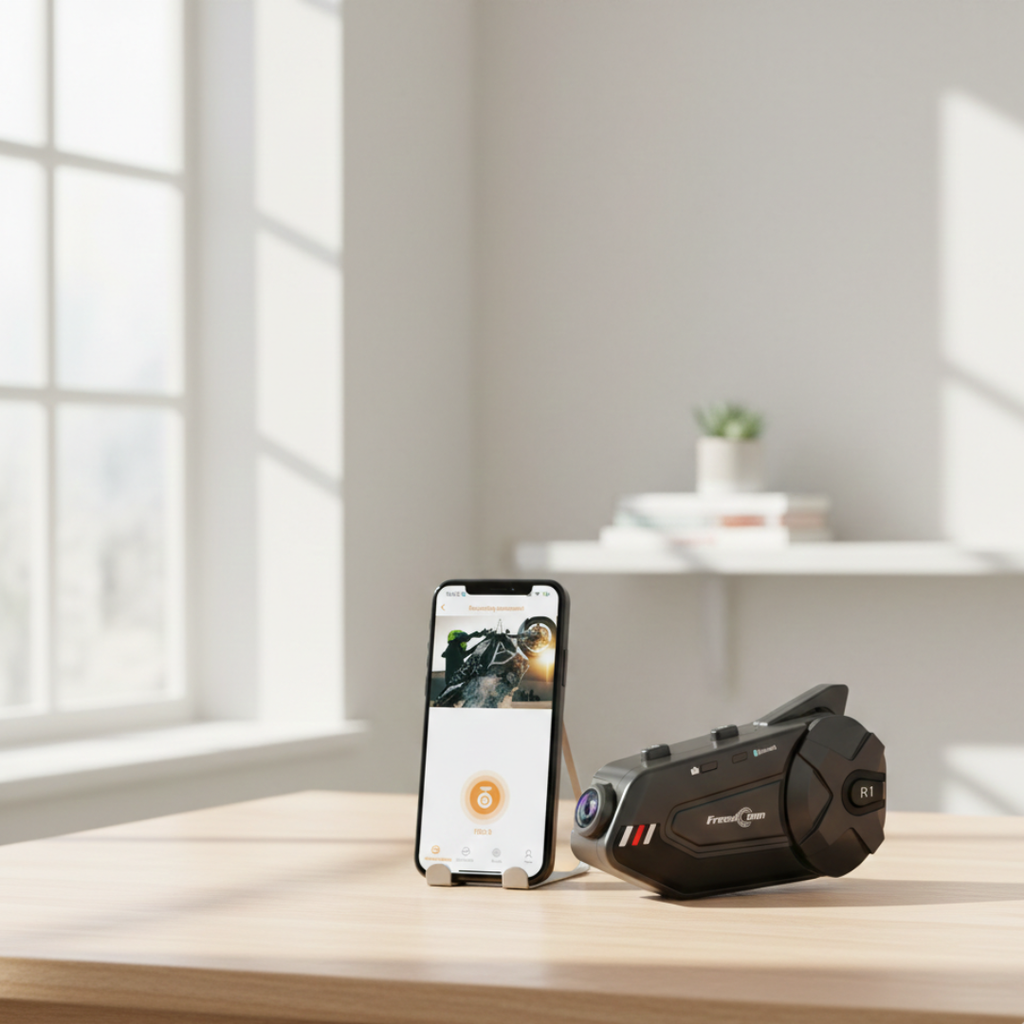 Interfono Bluetooth per Moto con Cuffie e Fotocamera 1080P