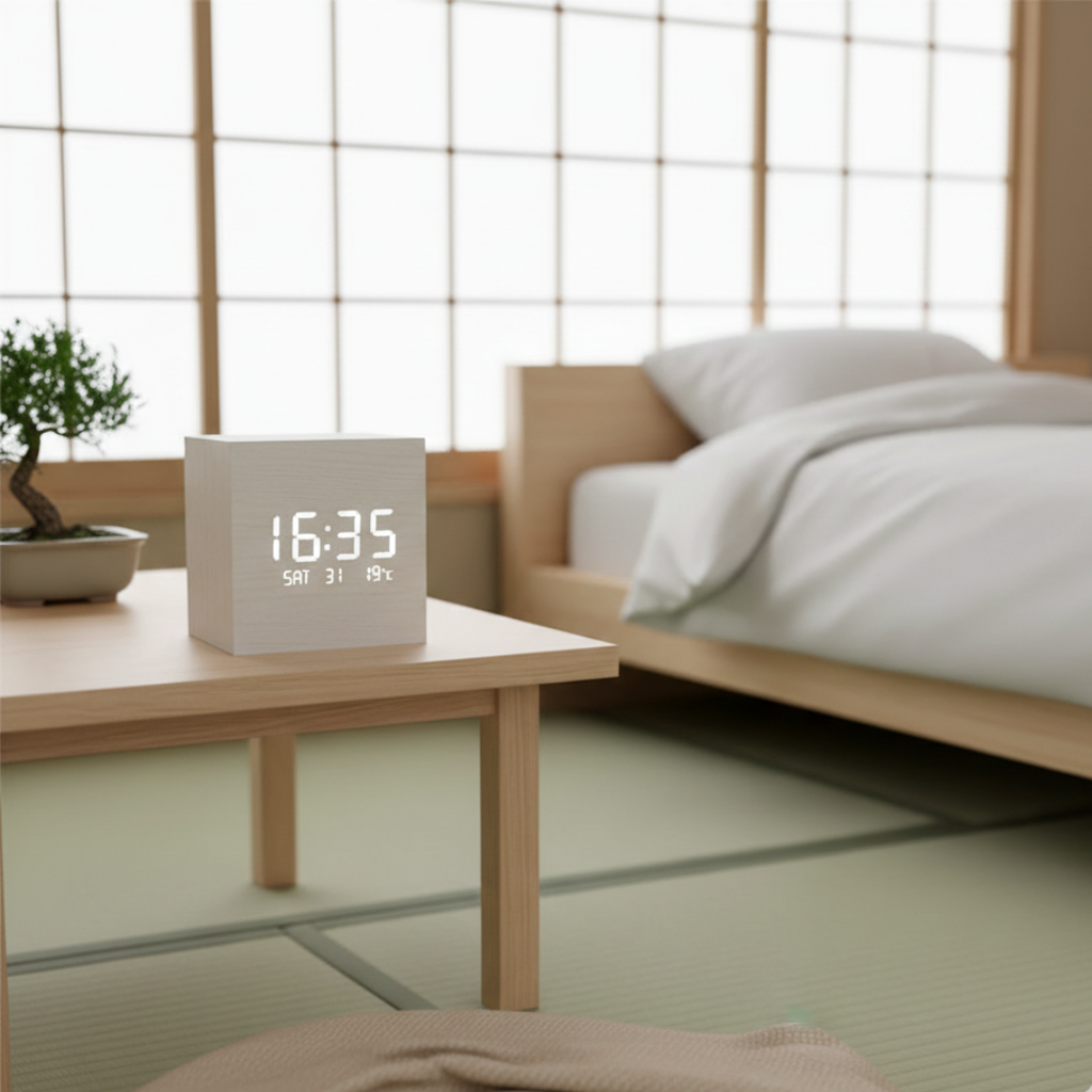 LED Cube Alarm Clock For Bedroom, Office, And Nightstand