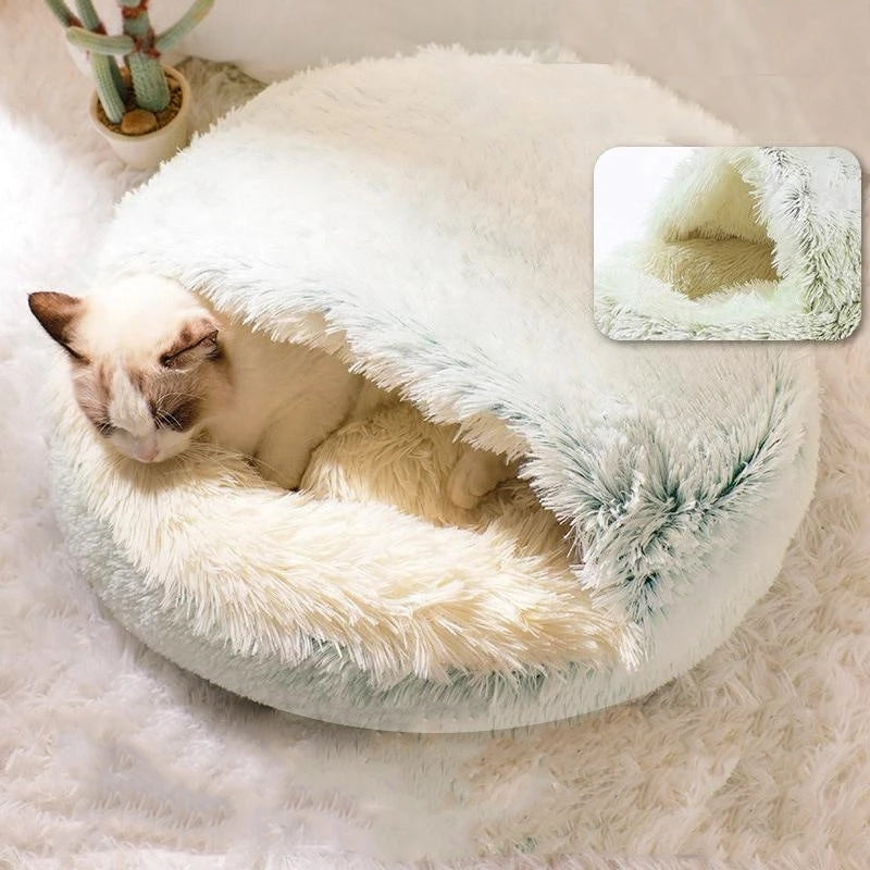 Yuvarlak Peluş Rahatlatıcı Kedi Mağarası