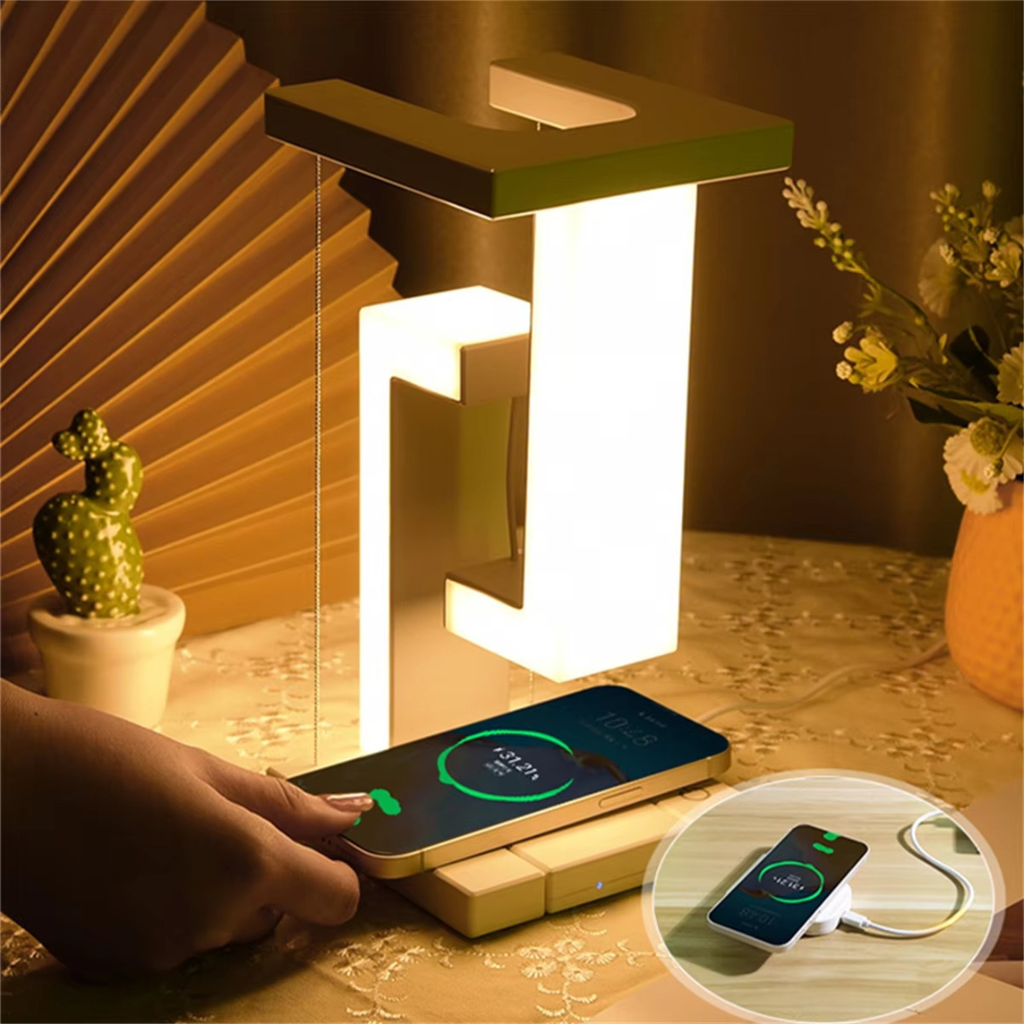 Levitating Desk Lamp With Wireless Charging For Modern Ambience