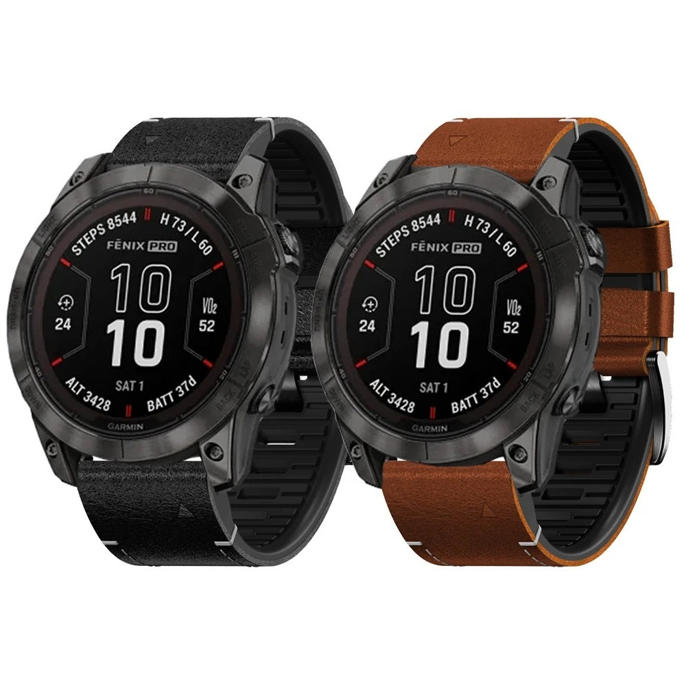 TPU + Læderrem til Garmin Fenix 8 7X 6XPro