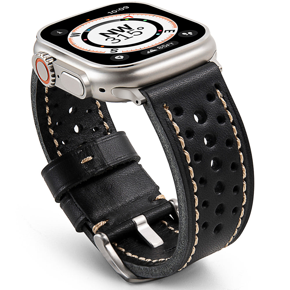 Apple Watch-læderrem med vintage racingstil