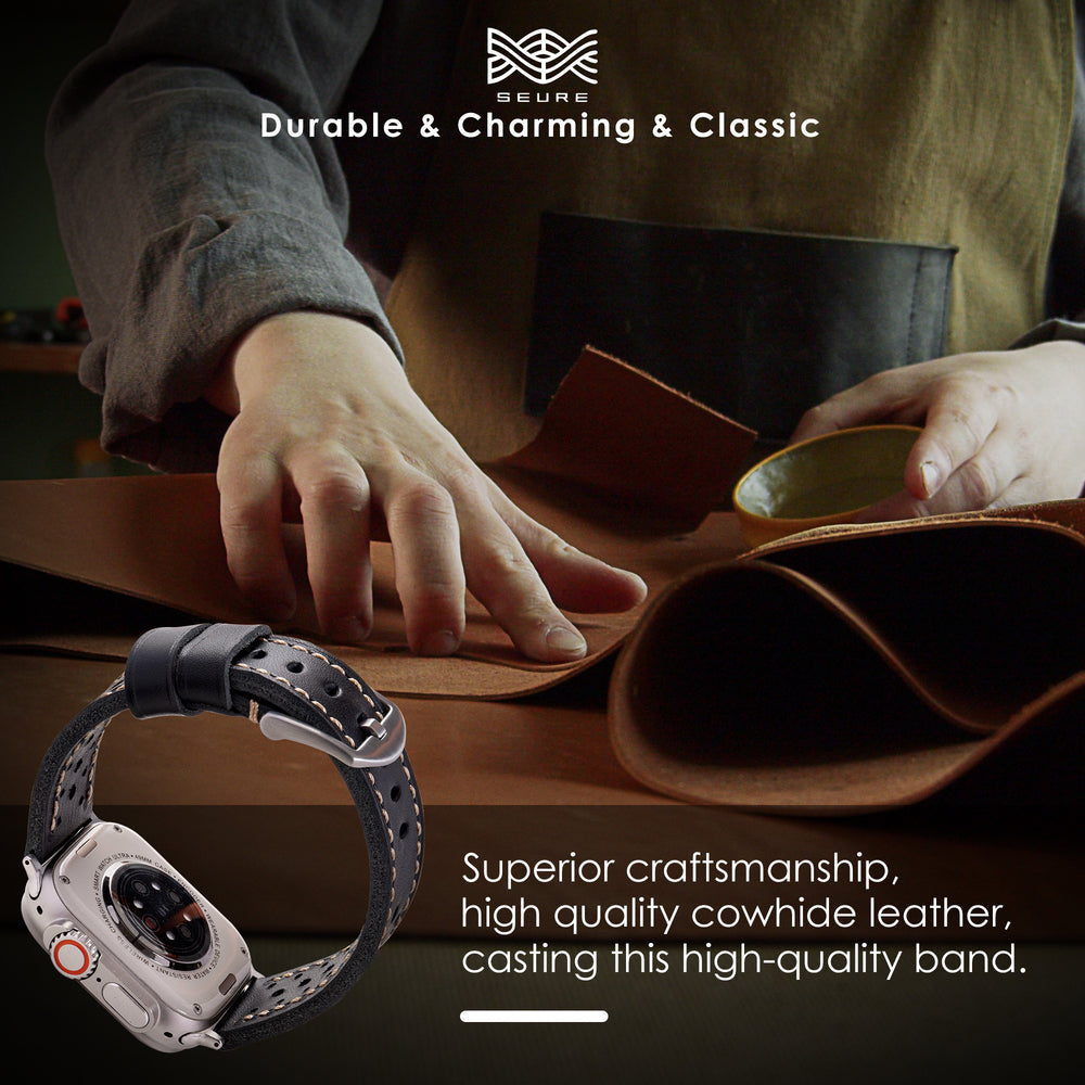 Apple Watch-læderrem med vintage racingstil