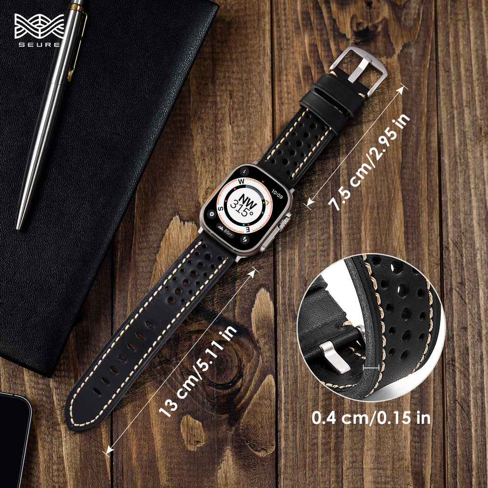 Apple Watch-læderrem med vintage racingstil