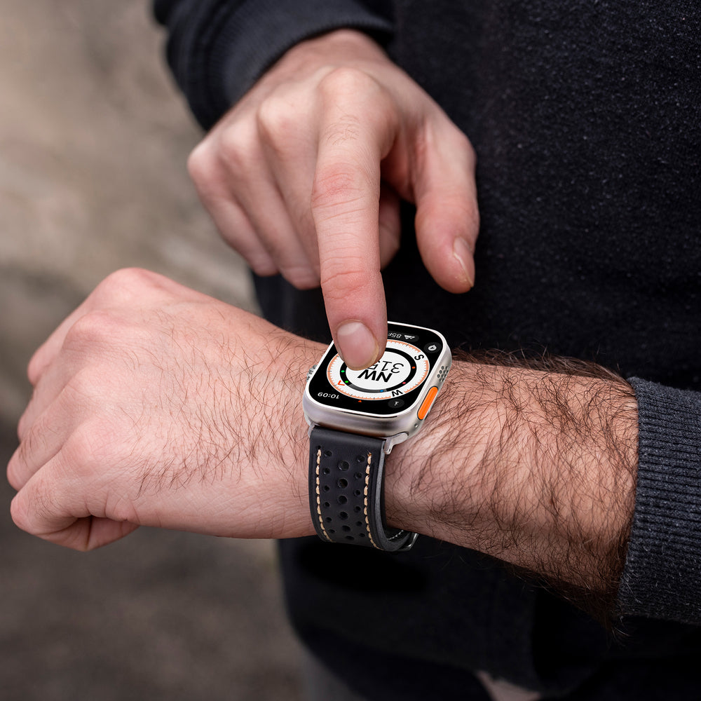 Apple Watch-læderrem med vintage racingstil