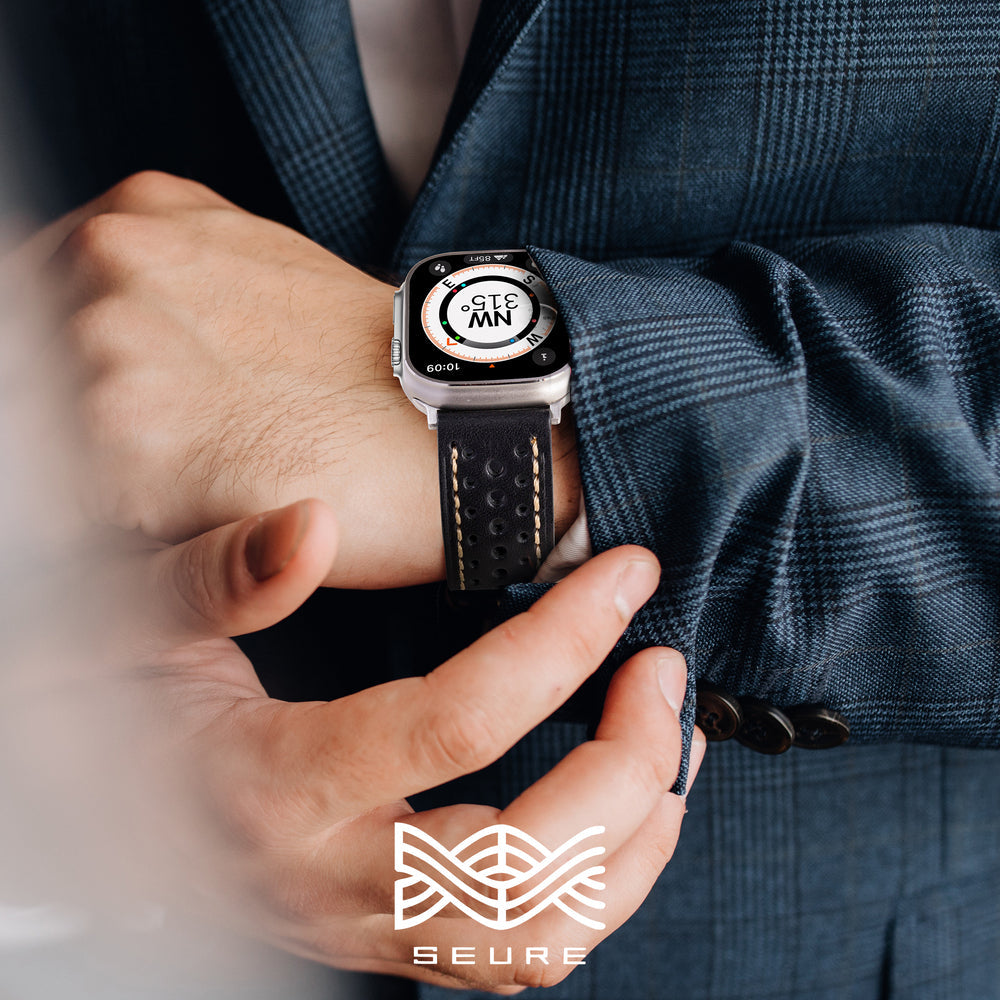 Apple Watch-læderrem med vintage racingstil