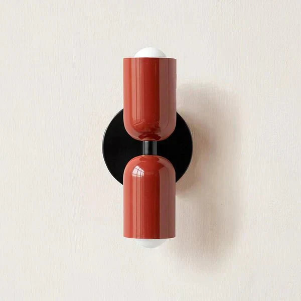 Two Light LED Wall Fixture With Cylindrical Metal Design