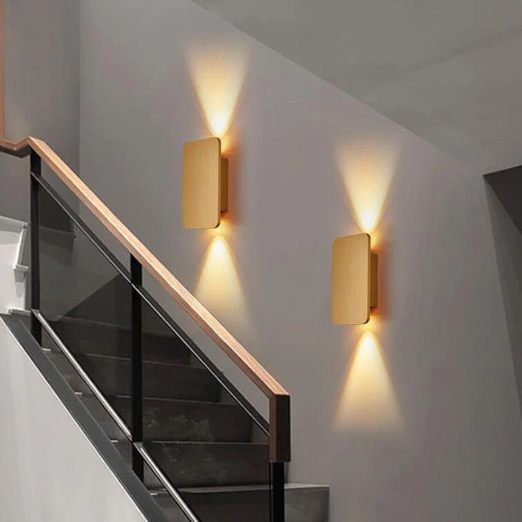 Zweilicht Minimalistische LED-Wandleuchte mit rechteckigem Glaspaneel