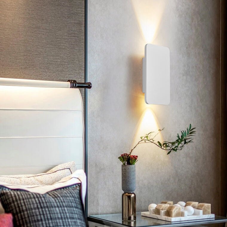 Zweilicht Minimalistische LED-Wandleuchte mit rechteckigem Glaspaneel