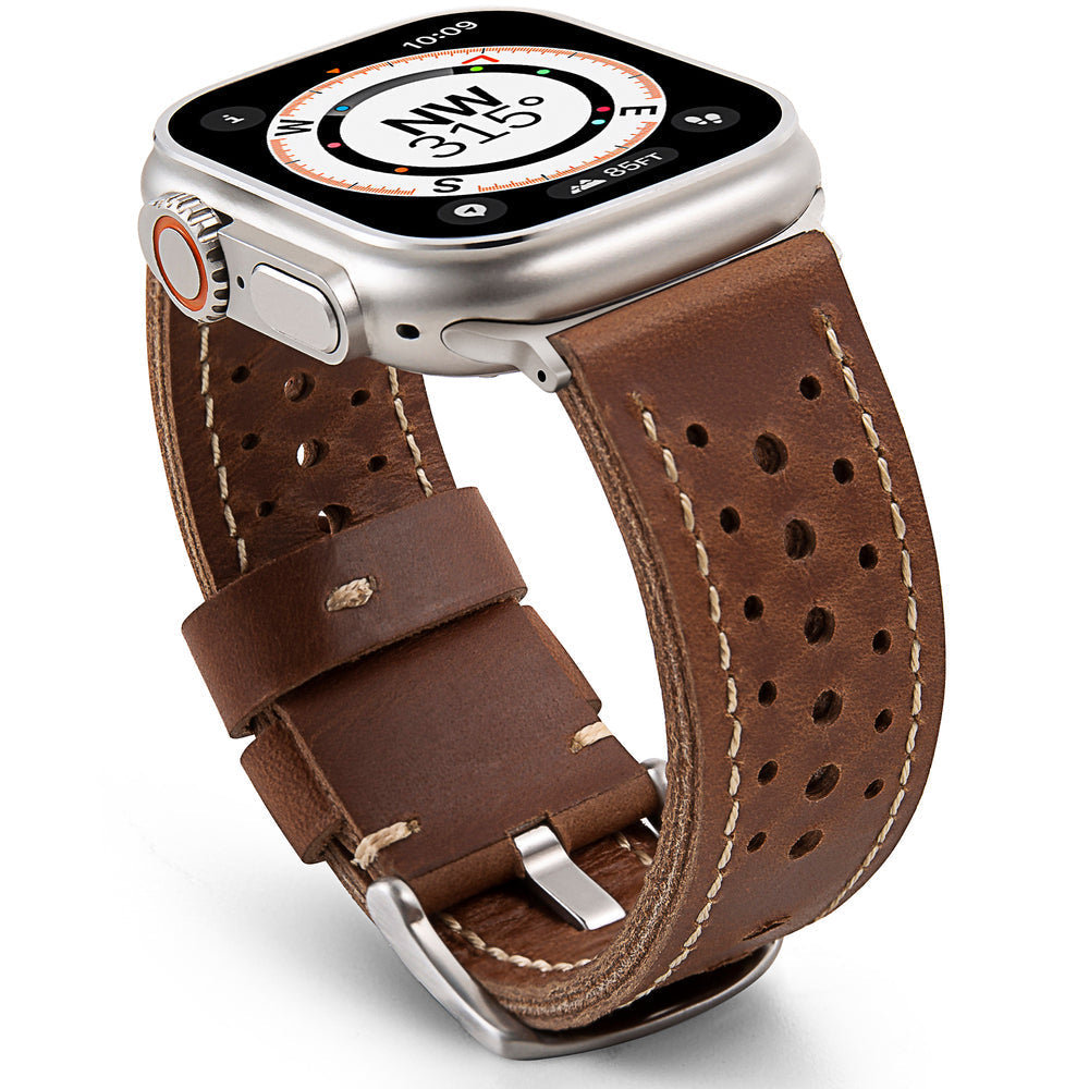 Apple Watch-læderrem med vintage racingstil