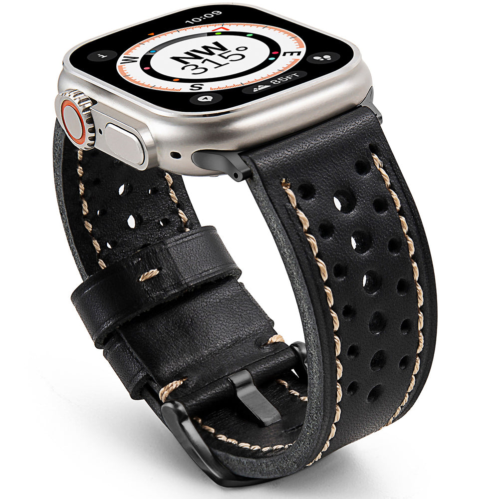 Apple Watch-læderrem med vintage racingstil