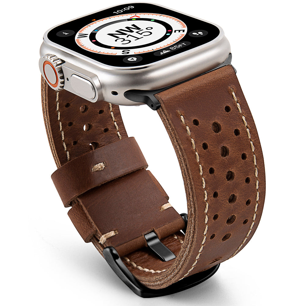 Apple Watch-læderrem med vintage racingstil