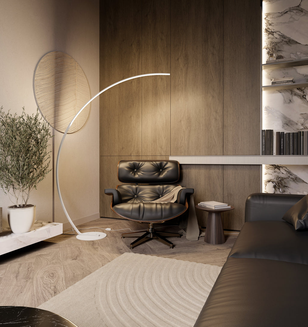 LumenArc LED Floor Lamp With Foot Switch Matte Black