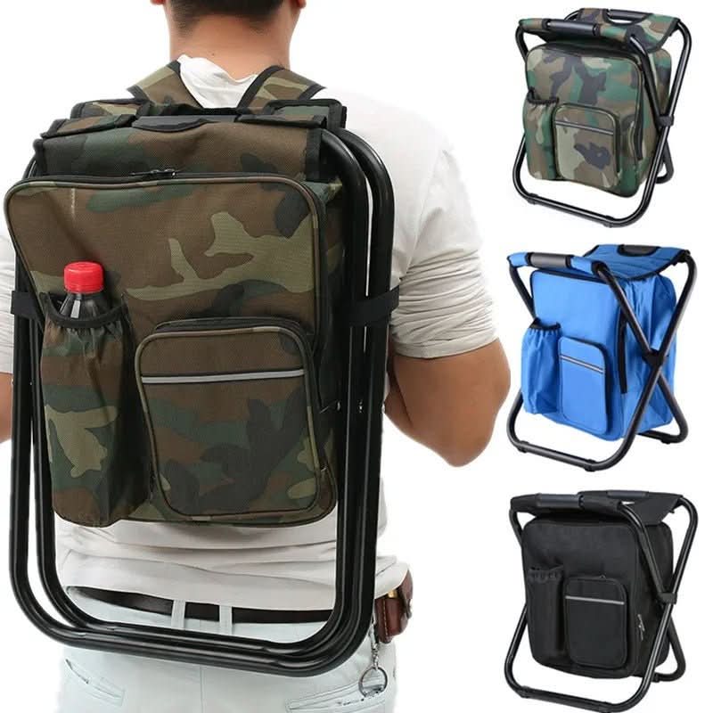 TrailChair 3-in-1 camouflage rugzak met opvouwbare stoel en koelbox voor buitengebruik