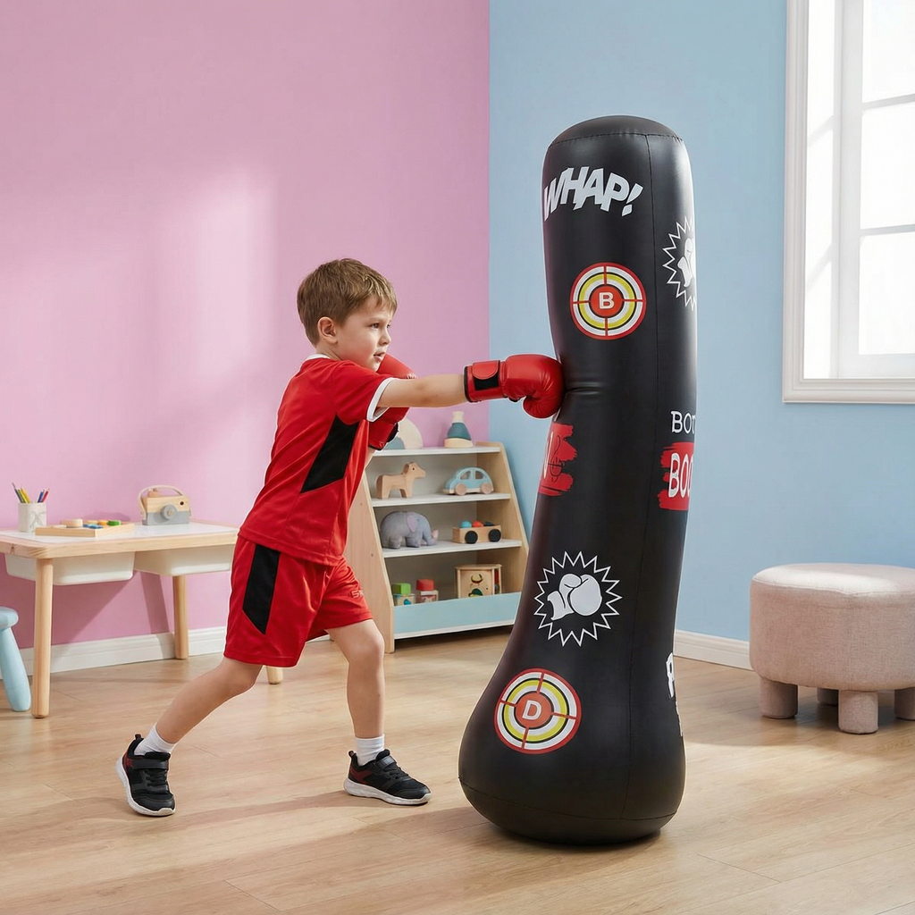 Kids Inflatable Punching Bag With Water Base And Soft Padding For Indoor And Outdoor Play