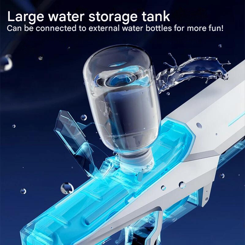 Wasserpistole mit automatischer Funktion, 1L Tank, 10m Reichweite, wiederaufladbarer Akku