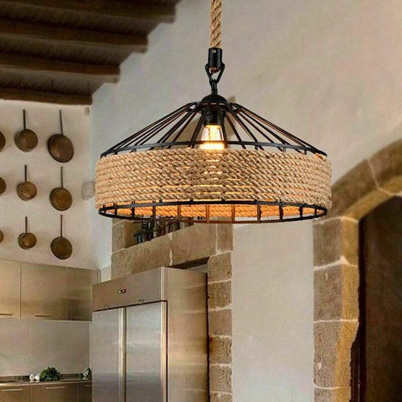 Ropehaven Lampa Wisząca z Metalowym Kloszem w Stylu Vintage z Efektem Postarzania
