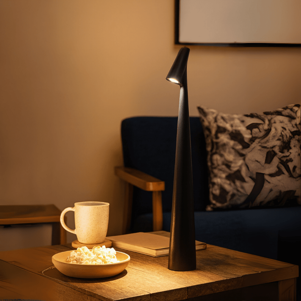 Metall bordlampe, oppladbar og stilig for innendørs og utendørs bruk