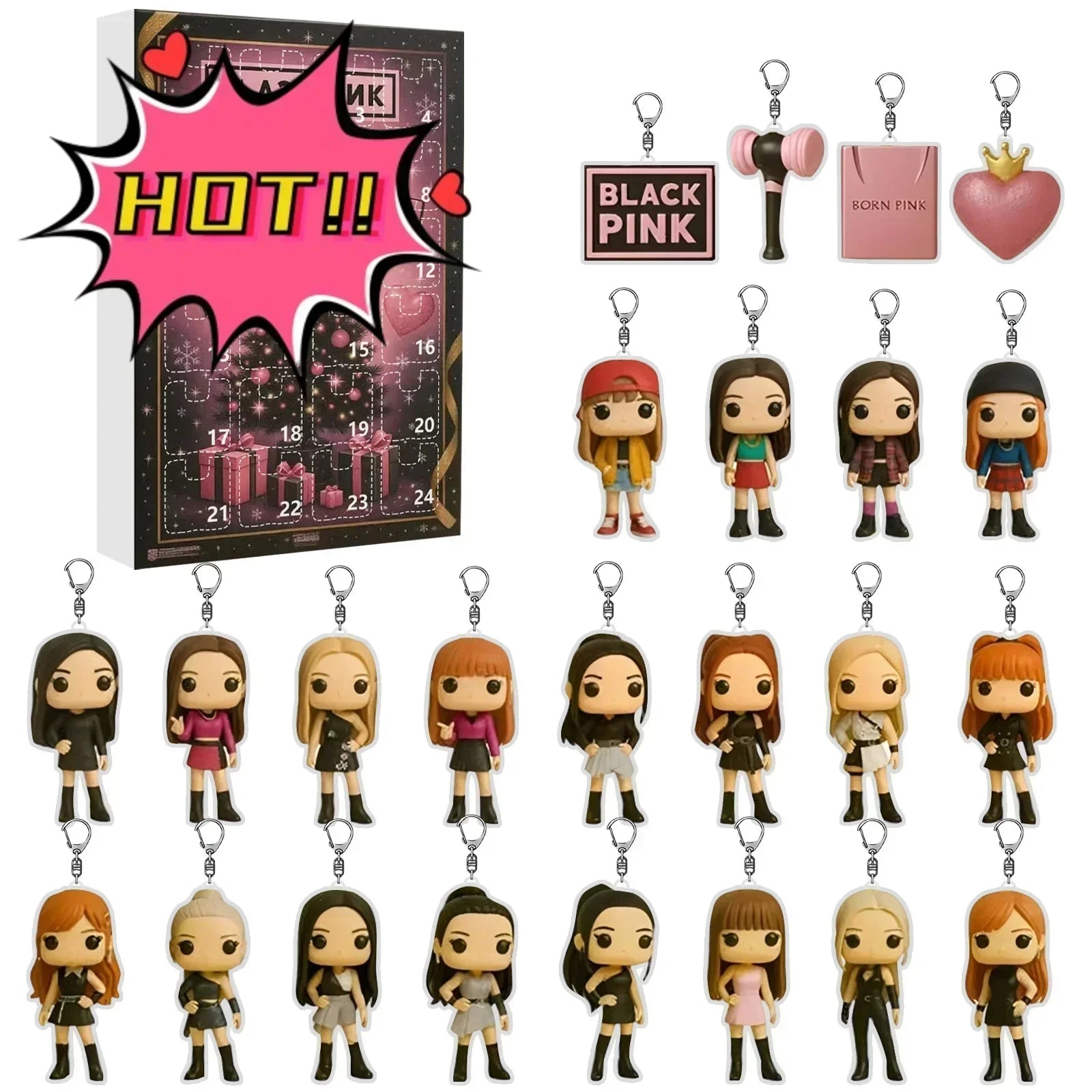NovaDolls 24 Napos Adventi Naptár Gyűjthető Babákkal Gyerekeknek és KPop Rajongóknak