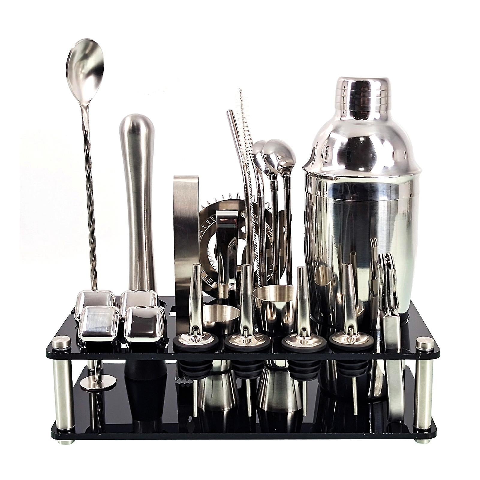 23-Piece Aurora Bar Set With Stainless Steel Martini Shaker, Stand and Accessories
