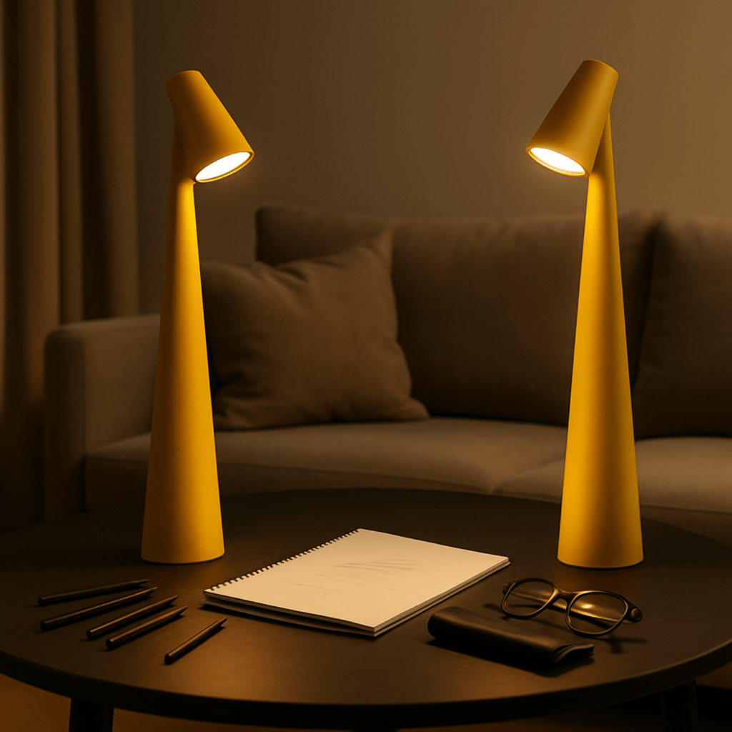 Metall bordlampe, oppladbar og stilig for innendørs og utendørs bruk