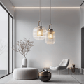 Solmere Nordisk Glas Pendellampe med Rillet Stribet Glød LED