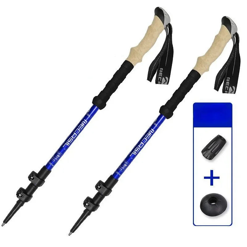 2 Pack Ultralight Telescopic Trekking Poles Adjustable Aluminum Quick Lock EVA Grip