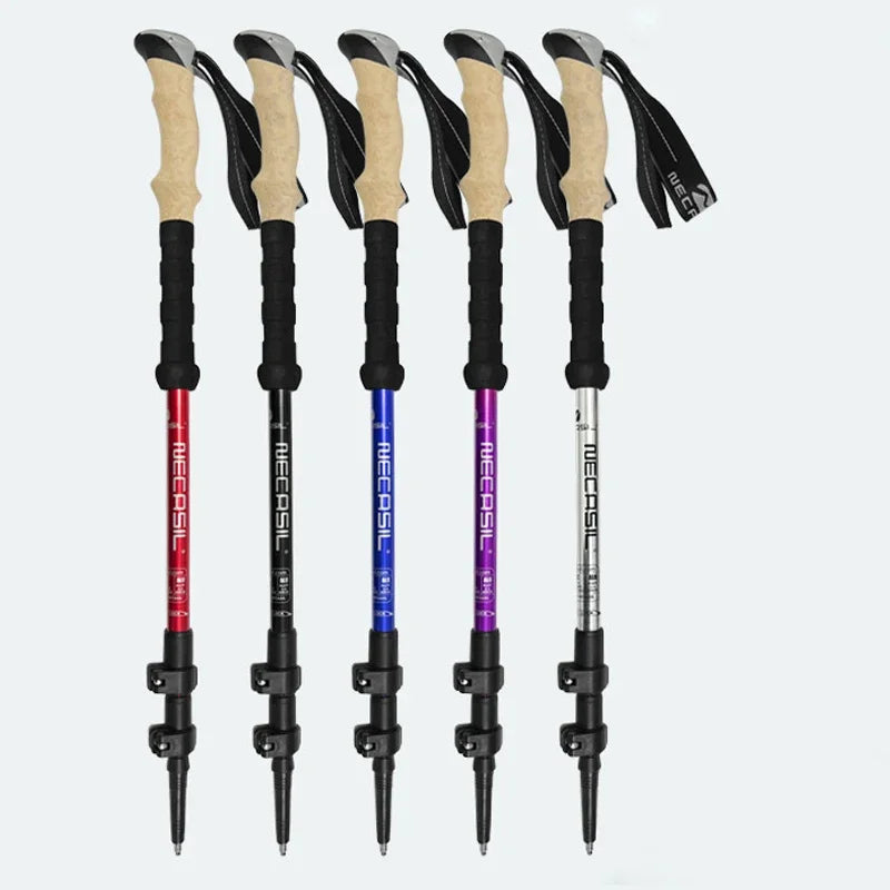 2 Pack Ultralight Telescopic Trekking Poles Adjustable Aluminum Quick Lock EVA Grip