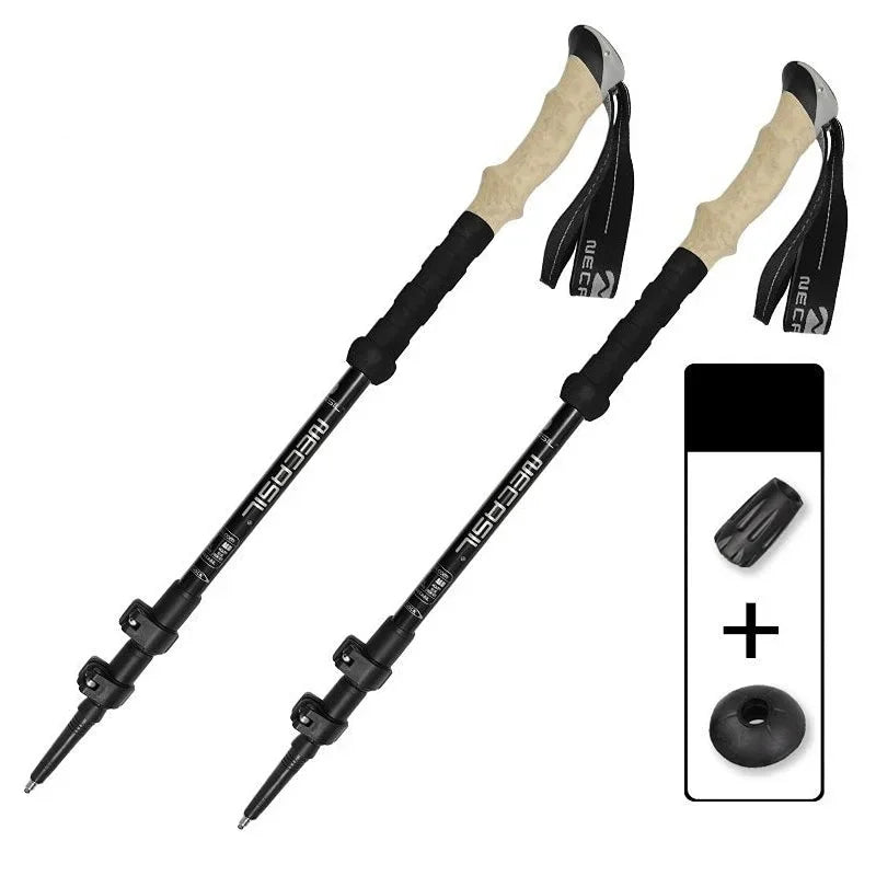 2 Pack Ultralight Telescopic Trekking Poles Adjustable Aluminum Quick Lock EVA Grip