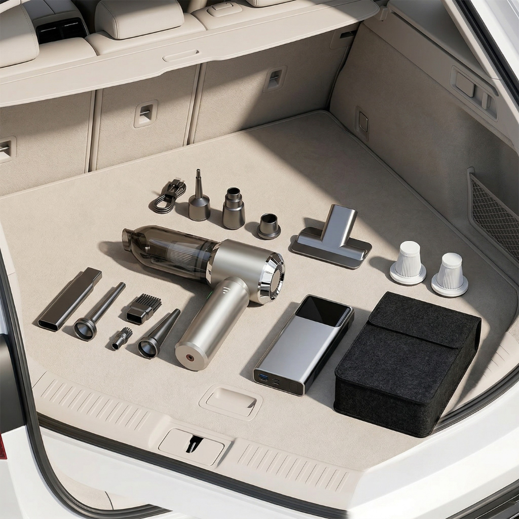 Compact Wireless Car Vacuum With Powerful Suction And Washable HEPA Filter