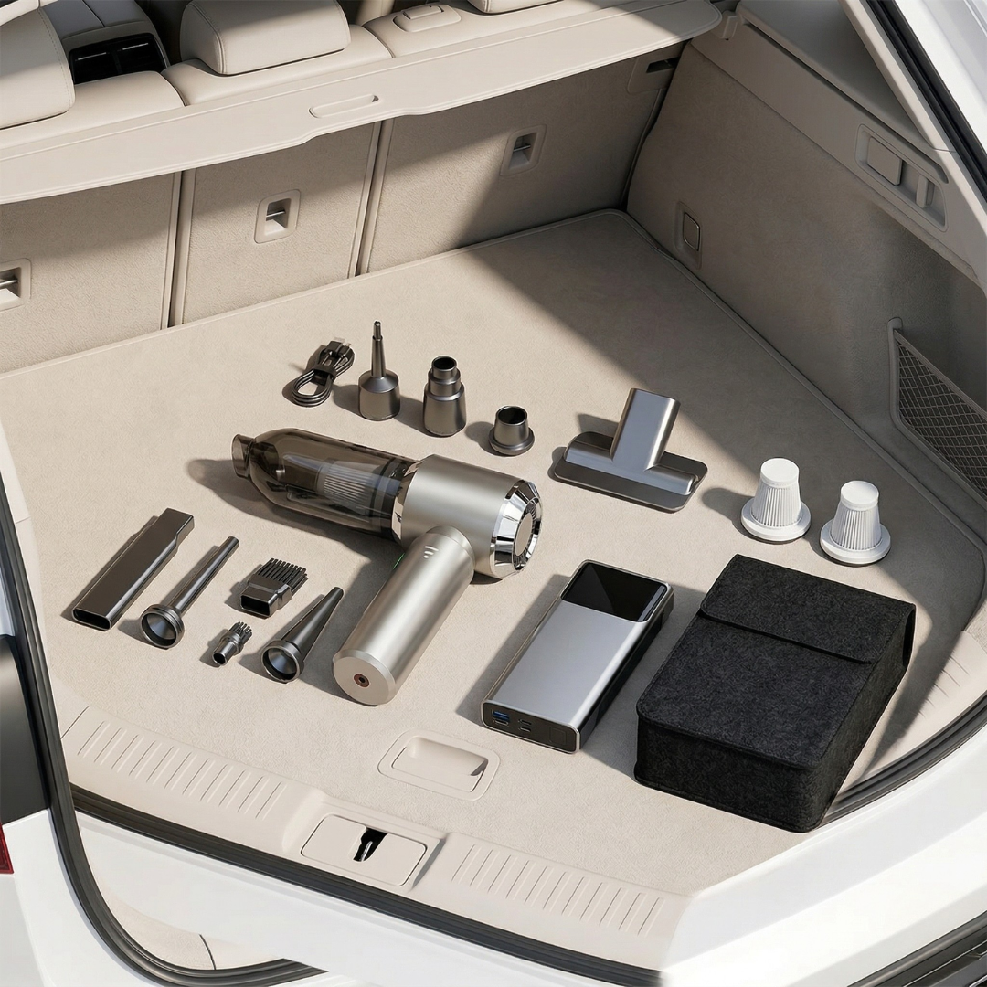 Compact Wireless Car Vacuum With Powerful Suction And Washable HEPA Filter