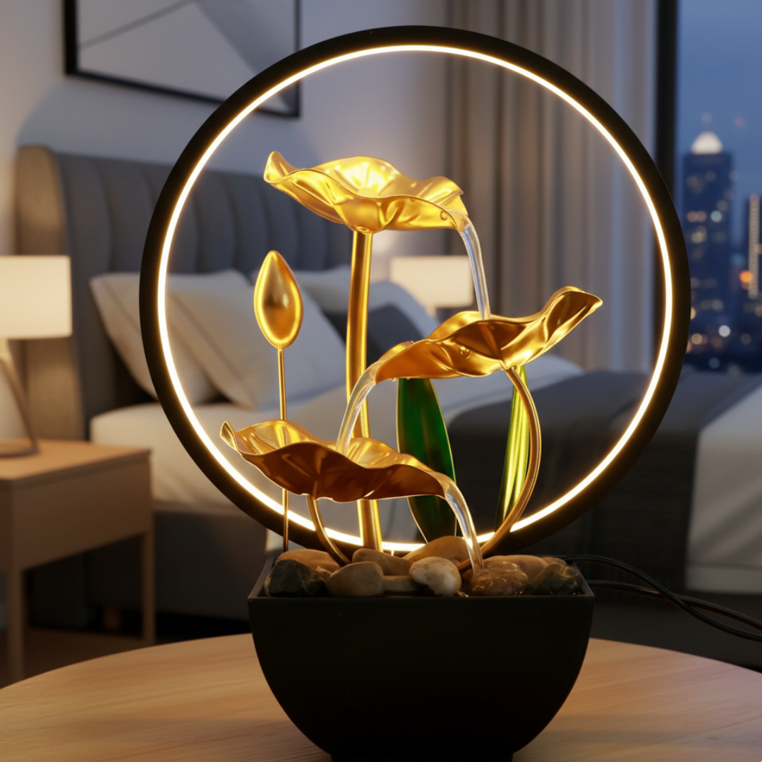 USB Powered LED Tabletop Fountain For Home Decor Ambient Light