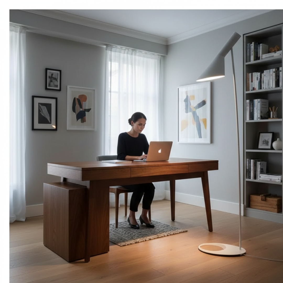 Severská minimalistická LED stojací lampa pro pohodlí očí a styl