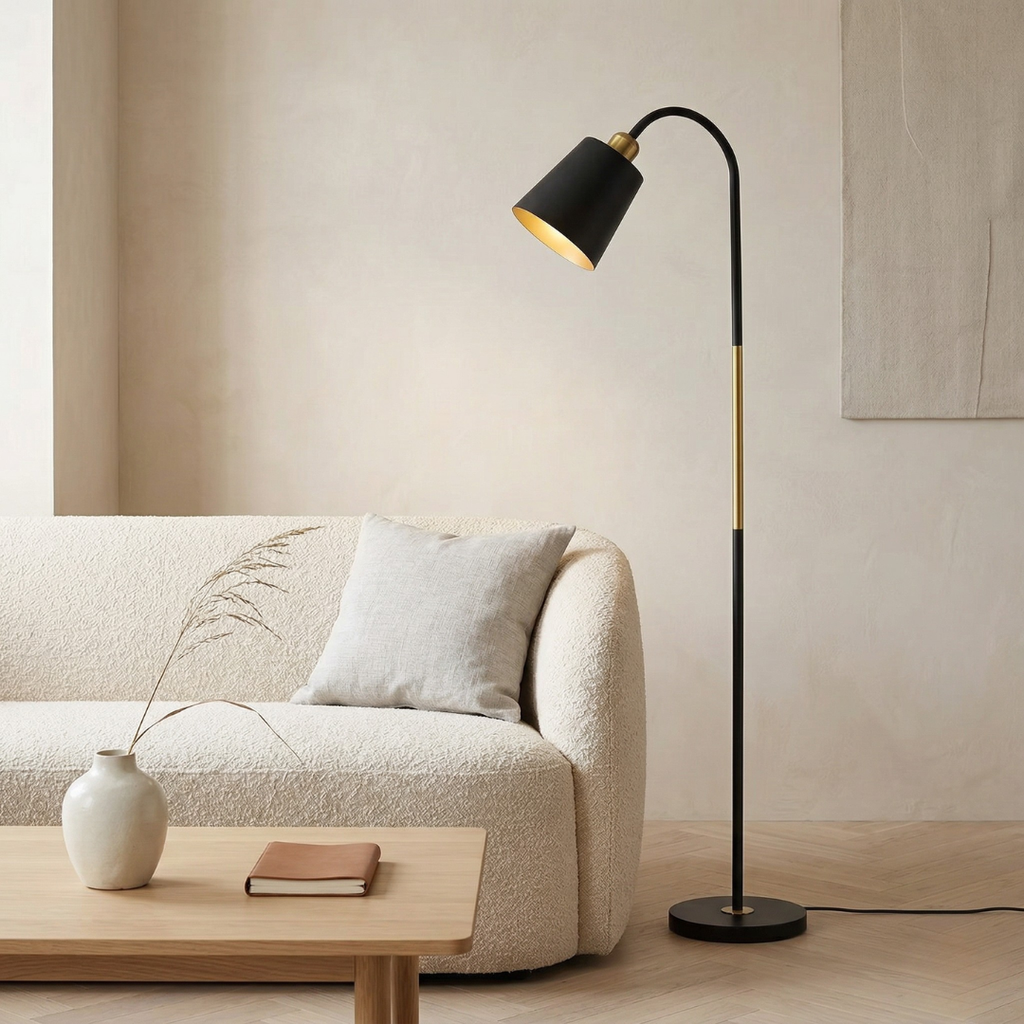 Modern Floor Lamp With Adjustable Head For Reading And Ambience