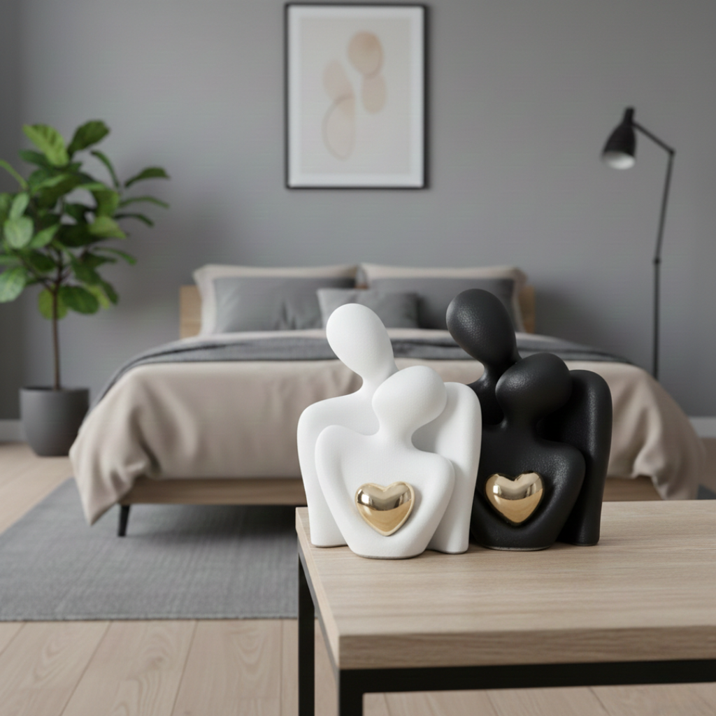 Abstract Lovers Figur: Minimalistische Paar-Skulptur für moderne Dekoration