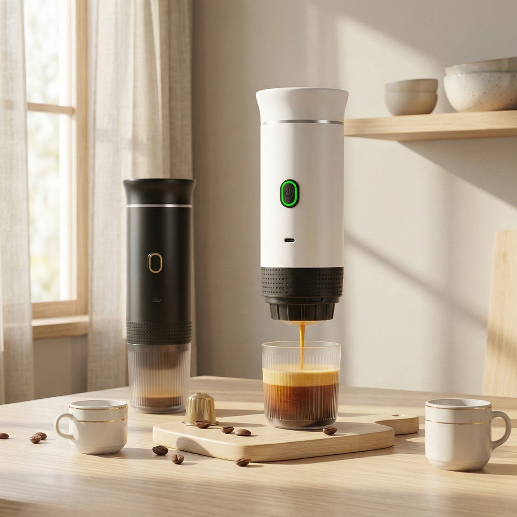 Kompaktní přenosný kávovar na espresso se třemi funkcemi pro domácí použití i cestování