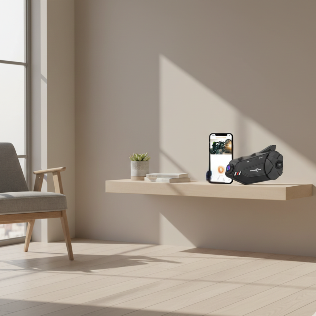 Interfono Bluetooth per Moto con Cuffie e Fotocamera 1080P