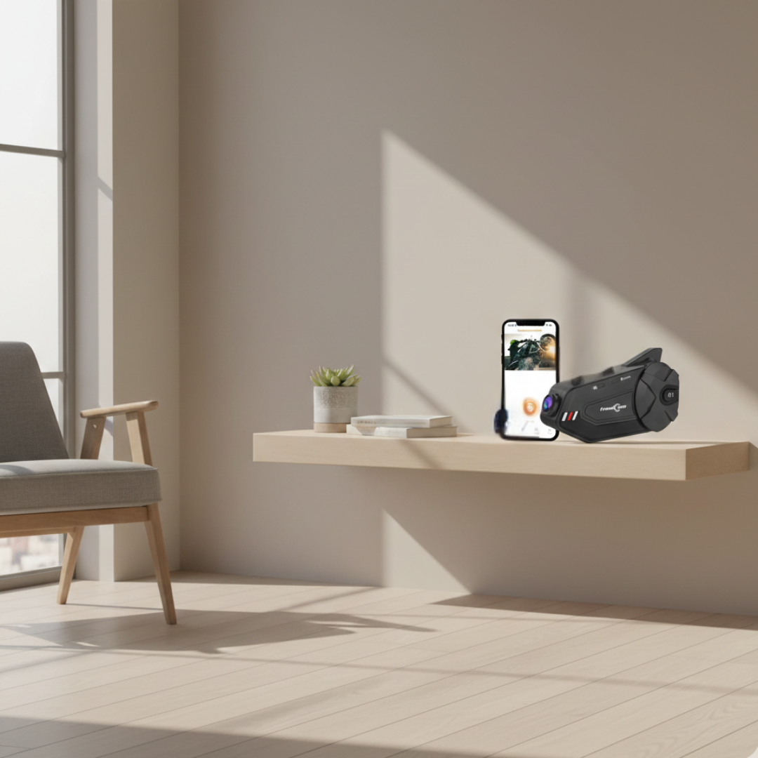 Interfono Bluetooth per Moto con Cuffie e Fotocamera 1080P