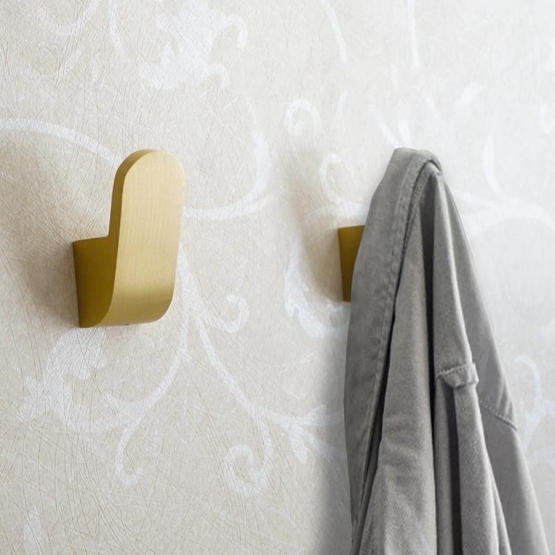 ELVANOR Modern Gold Brass Wall Hooks For Robes, Space-Saving And Elegant