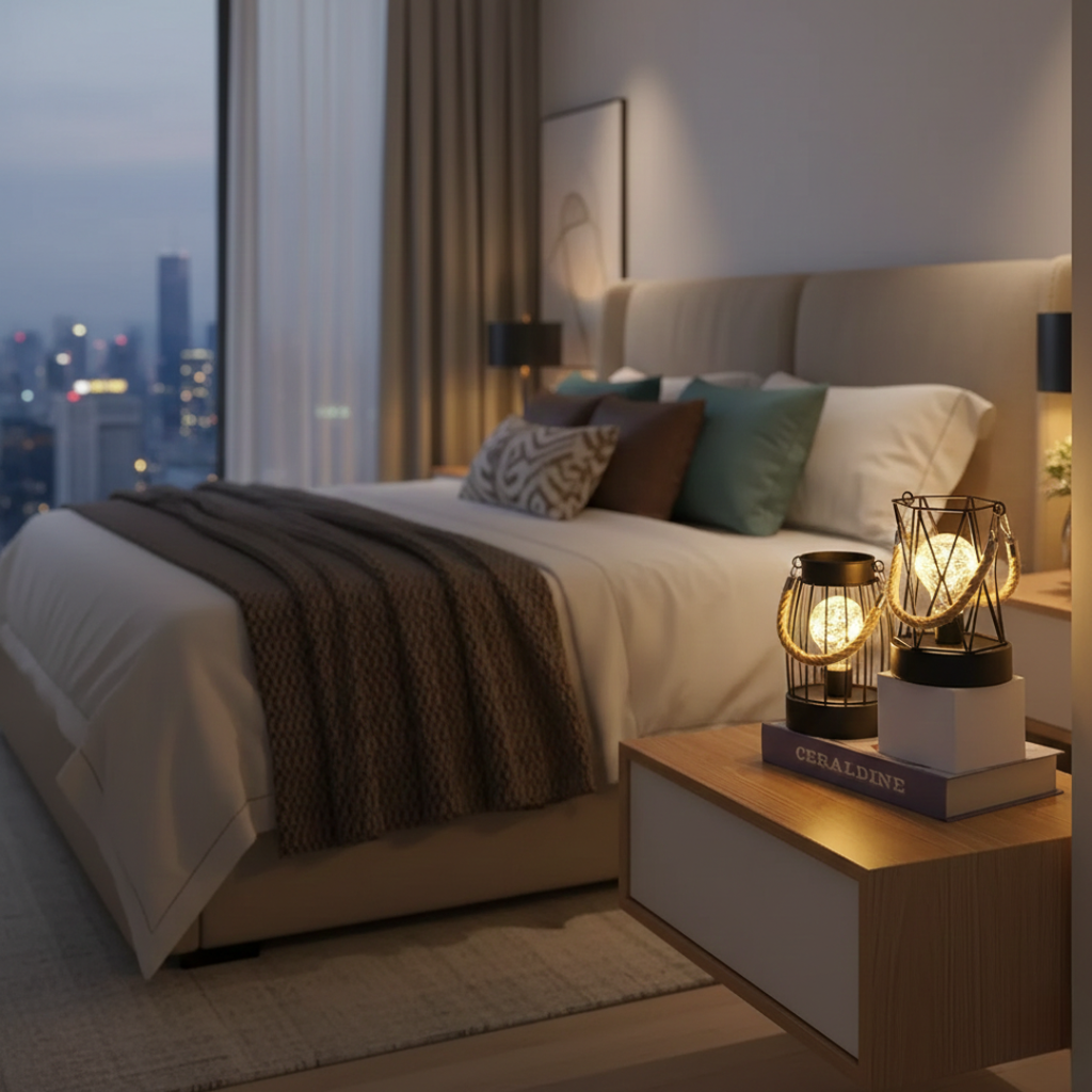 Industrial Cage Frame LED Table Lamp for Cozy Rooms