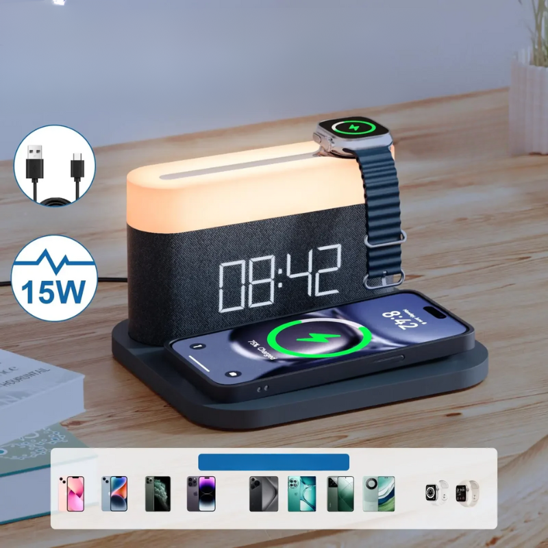Lunara | 15W kabelloses Ladepad mit Nachtlicht für iPhone und Samsung | Orntli