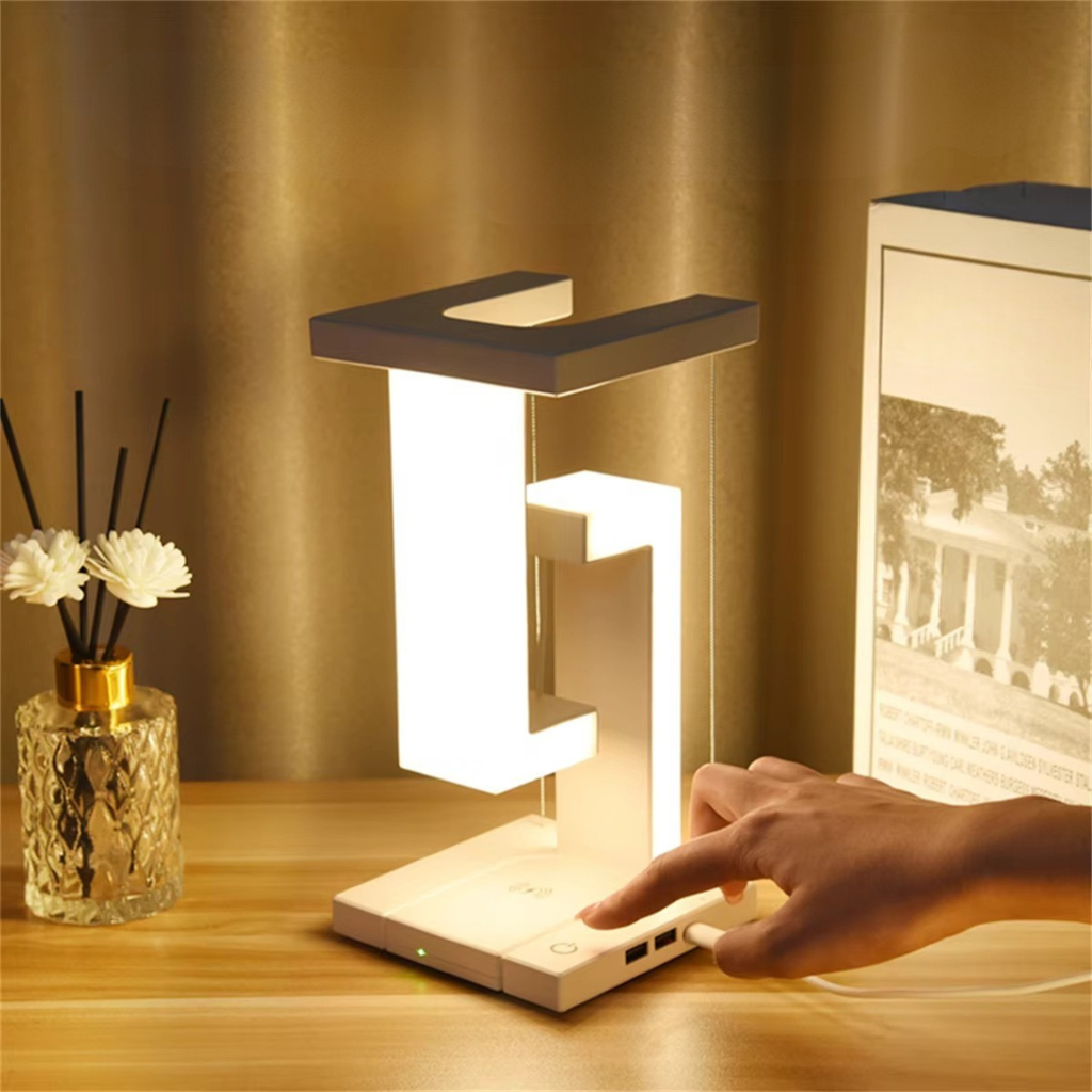 Levitating Desk Lamp With Wireless Charging For Modern Ambience