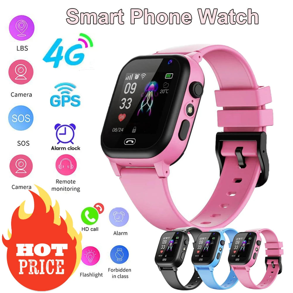 Kinder-GPS-Smartwatch mit Videoanruf, Kamera, Echtzeit-Standort und SOS-Alarm