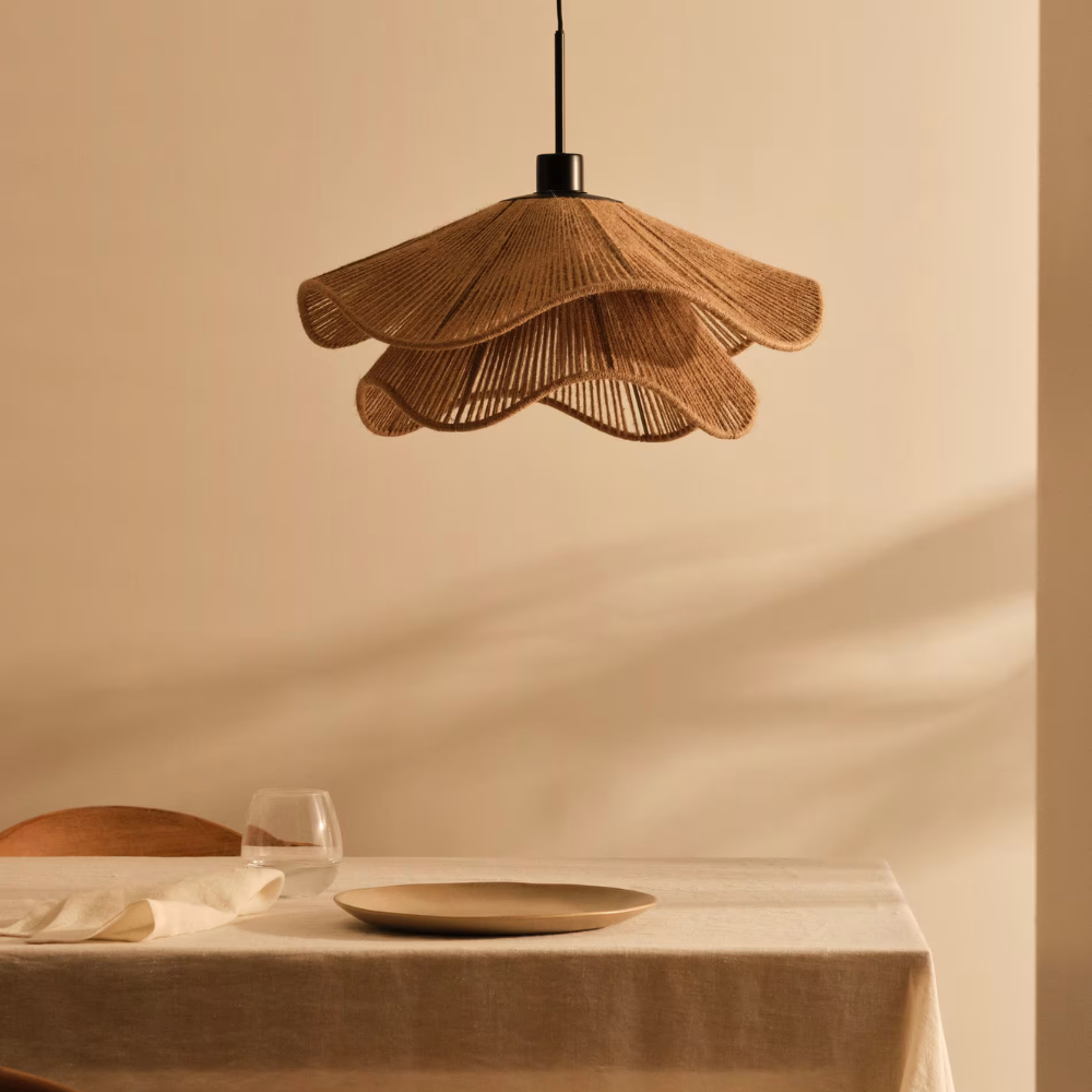 Tidecrest | Natural Finish Jute Pendant Lamp For Boho Rustic Interiors