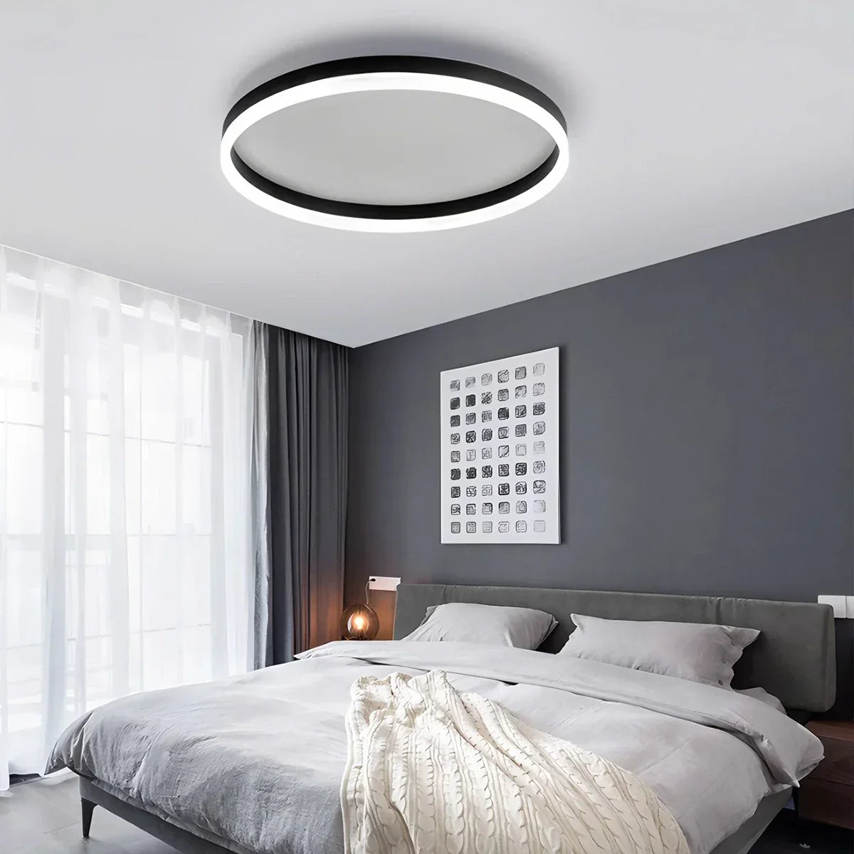 Nordisk cirkulær LED-loftlampe til soveværelse - Orntli