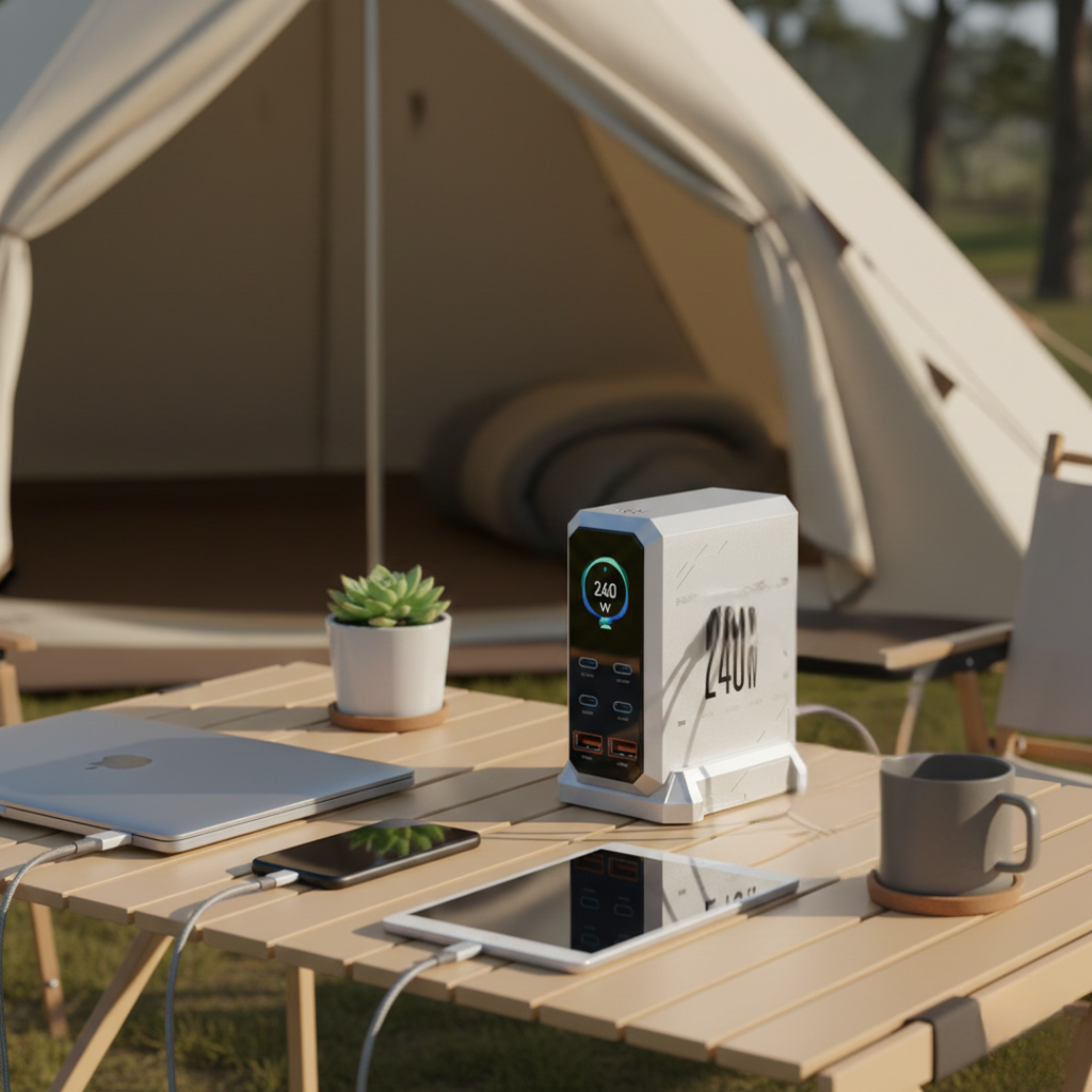 Ambient Light GaN Charger For Multiple Devices And Tablets