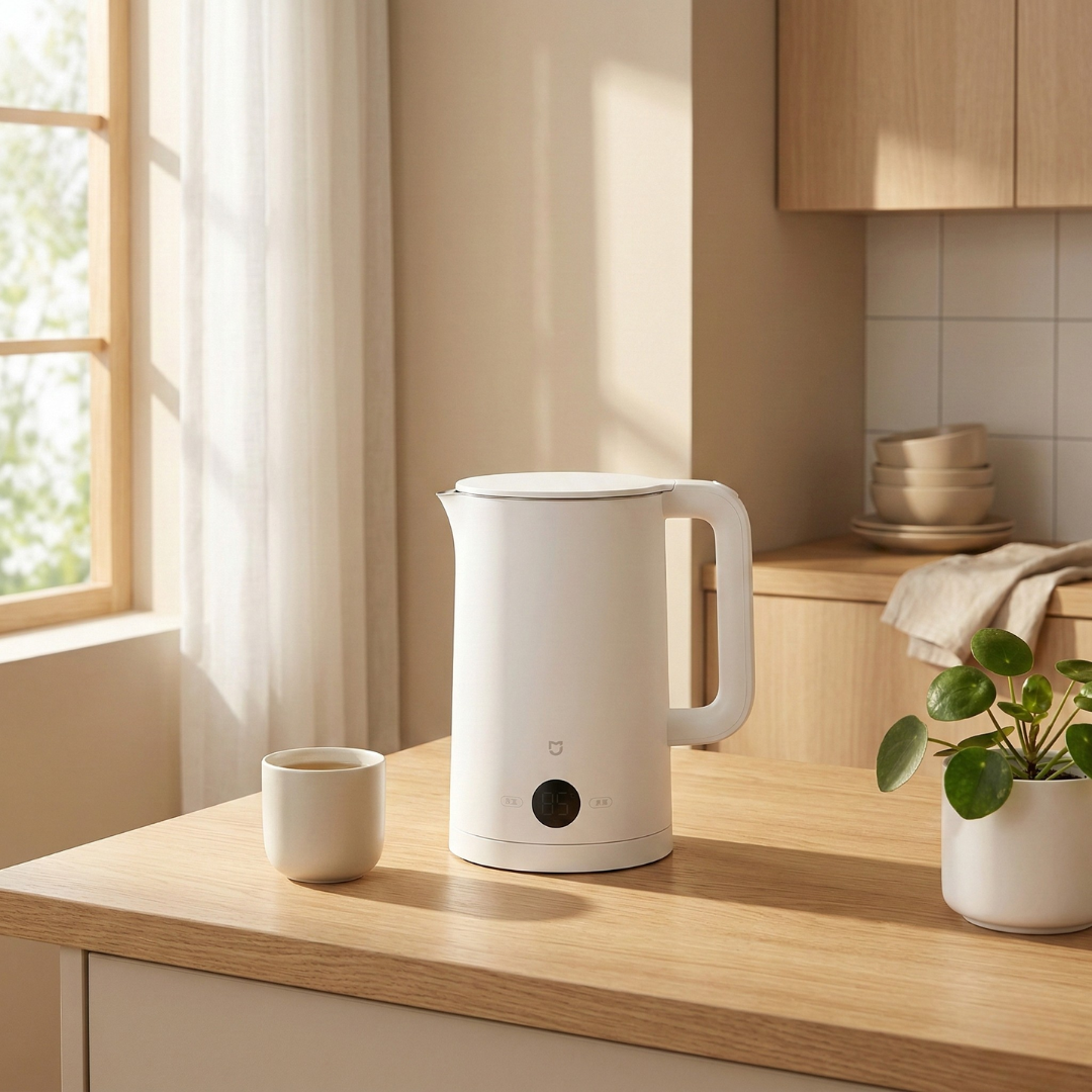 Robuster 1,7-L-Elektro-Wasserkocher im Edelstahl-Design
