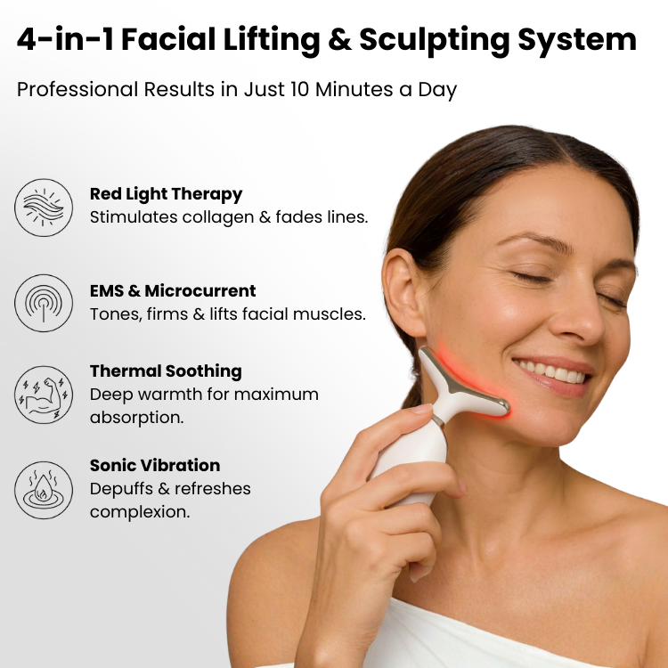 7-Color LED Facial Therapy Device with EMS, Heat & Cleansing Vibration
